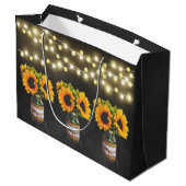 Krijtbord Zonnebloem Rustieke String Lights Gift B Large Cadeautasje (Achterkant Gekanteld)