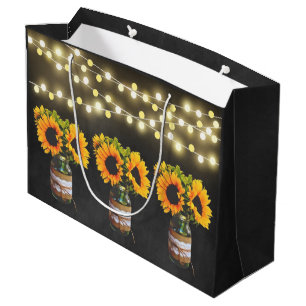 Krijtbord Zonnebloem Rustieke String Lights Gift B Large Cadeautasje