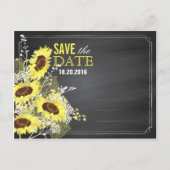 Krijtbord Zonnebloemen Modern Rustiek Save the Dat Aankondigingskaart (Achterkant)