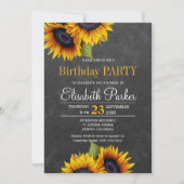 Krijtbord zonnebloemen rustieke verjaardagsfeestje kaart (Voorkant)