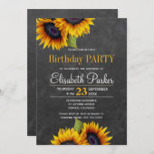 Krijtbord zonnebloemen rustieke verjaardagsfeestje kaart (Voorkant / Achterkant)