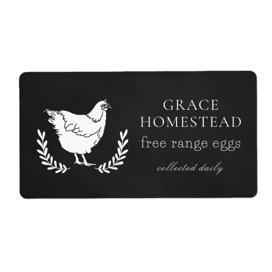 Krijtbord Zwart Boerderij Kippeei Kartonproduct Etiket (Voorkant)