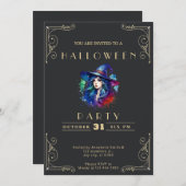 Krijtbord zwart en goud heks regenboog in Hallowee Kaart (Voorkant / Achterkant)