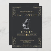 Krijtbord Zwart & Goud Grim Reaper Halloween Kaart (Voorkant / Achterkant)