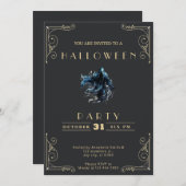 Krijtbord Zwart & Goud Grim Reaper Halloween Kaart (Voorkant / Achterkant)