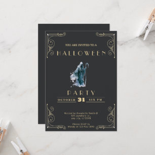 Krijtbord Zwart & Goud Grim Reaper Halloween Kaart