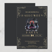 Krijtbord Zwart & Goud Heksen Vleermuizen Hallowee Kaart (Voorkant / Achterkant)