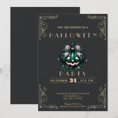 Krijtbord Zwart & Goud Jack-O' Lantaarn Halloween Kaart (Voorkant / Achterkant)