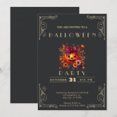 Krijtbord Zwart & Goud Jack-O' Lantaarn Halloween Kaart (Voorkant / Achterkant)