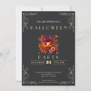 Krijtbord Zwart & Goud Jack-O' Lantaarn Halloween Kaart