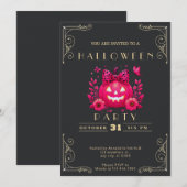 Krijtbord Zwart & Goud Jack-O' Lantaarn Halloween Kaart (Voorkant / Achterkant)