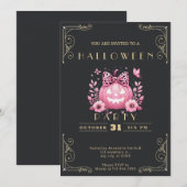 Krijtbord Zwart & Goud Jack-O' Lantaarn Halloween Kaart (Voorkant / Achterkant)