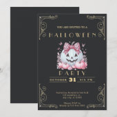 Krijtbord Zwart & Goud Jack-O' Lantaarn Halloween Kaart (Voorkant / Achterkant)