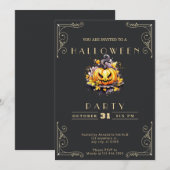 Krijtbord Zwart & Goud Jack-O' Lantaarn Halloween Kaart (Voorkant / Achterkant)