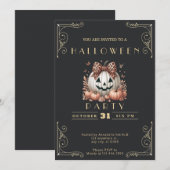 Krijtbord Zwart & Goud Jack-O' Lantaarn Halloween Kaart (Voorkant / Achterkant)