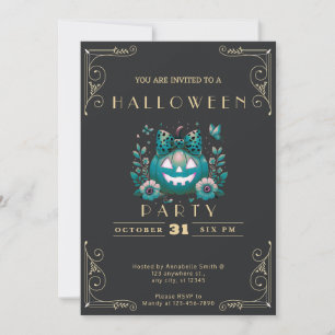 Krijtbord Zwart & Goud Jack-O' Lantern Halloween Kaart