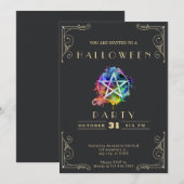 Krijtbord Zwart & Goud Pentagram Halloween Kaart (Voorkant / Achterkant)