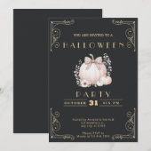 Krijtbord Zwart & Goud Pompoen Bow Schattige Hallo Kaart (Voorkant / Achterkant)