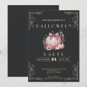 Krijtbord Zwart & Goud Pompoen Bow Schattige Hallo Kaart (Voorkant / Achterkant)