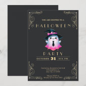 Krijtbord Zwart & Goud Roze Witte Geest Halloween Kaart (Voorkant / Achterkant)