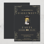 Krijtbord Zwart & Goud Vampier & Ghost Halloween Kaart (Voorkant / Achterkant)