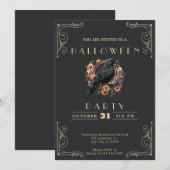 Krijtbord Zwart & Goud Zwart Kraai Halloween Kaart (Voorkant / Achterkant)