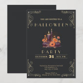 Krijtbord Zwart & Gouden Kaarsen Pompoenen Hallowe Kaart (Voorkant / Achterkant)