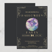 Krijtbord Zwart & Gouden Pastel Heks Halloween Kaart (Voorkant / Achterkant)