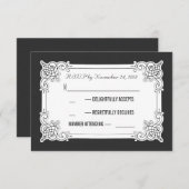 Krijtbord zwart-wit bruiloft RSVP kaarten (Voorkant / Achterkant)