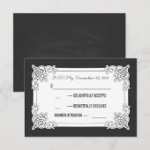 Krijtbord zwart-wit bruiloft RSVP kaarten Kaartje (Voorkant / Achterkant)