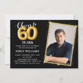 Krijtbord zwarte gouden ballonnen 60e verjaardag f kaart (Voorkant)