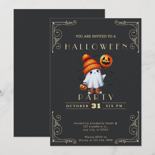 Krijtbord Zwarte & Gouden Geest Hoed Vleermuizen H Kaart (Voorkant / Achterkant)