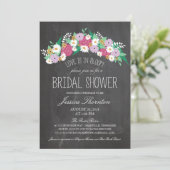 Krijtbordbloemen in Bloom Vrijgezellenfeest Kaart (Staand voorkant)