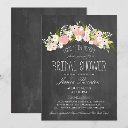 Krijtbordbloemen in Bloom Vrijgezellenfeest Kaart (Voorkant / Achterkant)