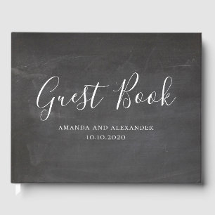 Krijtbordbruiloft. Eenvoudig schoolbord. Modern gr Gastenboek