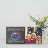 Krijtbordfoto Patriottische Kerst Gepersonaliseerd Feestdagenkaart (Staand voorkant)