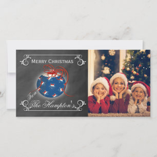 Krijtbordfoto Patriottische Kerst Gepersonaliseerd Feestdagenkaart