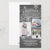 Krijtbordgroeten 3-foto Sneeuwvlok Vakantie Feestdagenkaart (Voorkant / Achterkant)