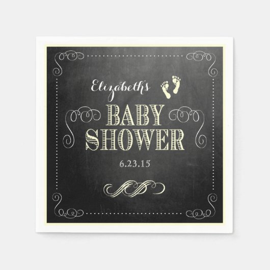  Krijtbordlook - Geel Baby shower Servetten (Voorkant)