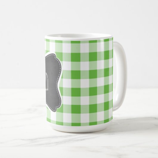  krijtbordlook, groen gecontroleerd; Gingham Koffiemok (Voorkant rechts)
