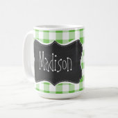  krijtbordlook, groen gecontroleerd; Gingham Koffiemok (Voorkant links)
