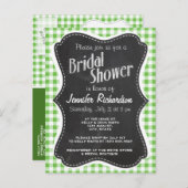  krijtbordlook, groen gecontroleerd; Gingham Uitnodiging Briefkaart (Voorkant / Achterkant)