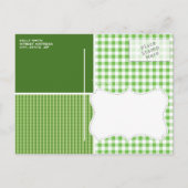  krijtbordlook, groen gecontroleerd; Gingham Uitnodiging Briefkaart (Achterkant)