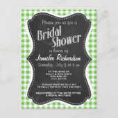  krijtbordlook, groen gecontroleerd; Gingham Uitnodiging Briefkaart (Voorkant)