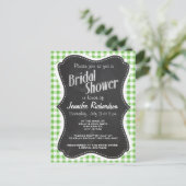  krijtbordlook, groen gecontroleerd; Gingham Uitnodiging Briefkaart (Staand voorkant)