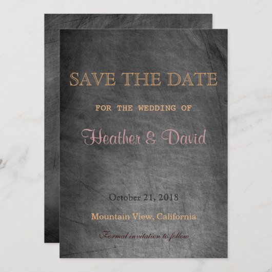 Krijtbordpatroon Opslaan Datum Bruiloft Uitnodigin Save The Date (Voorkant / Achterkant)