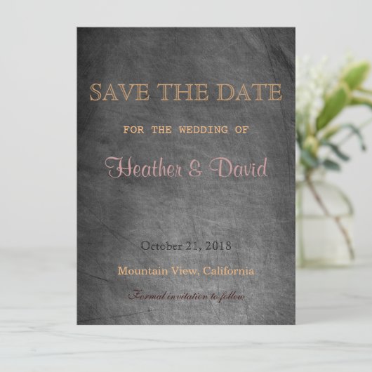 Krijtbordpatroon Opslaan Datum Bruiloft Uitnodigin Save The Date (Staand voorkant)