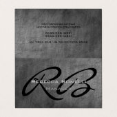 Krijtbordpatroon Zwart Grijs Monogram Chic Visitekaartje (Buitenkant ongevouwen)