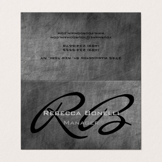 Krijtbordpatroon Zwart Grijs Monogram Chic Visitekaartje (Buitenkant ongevouwen)