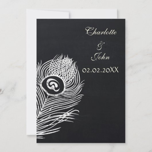 krijtbordpauw, bespaart de datum save the date (Achterkant)